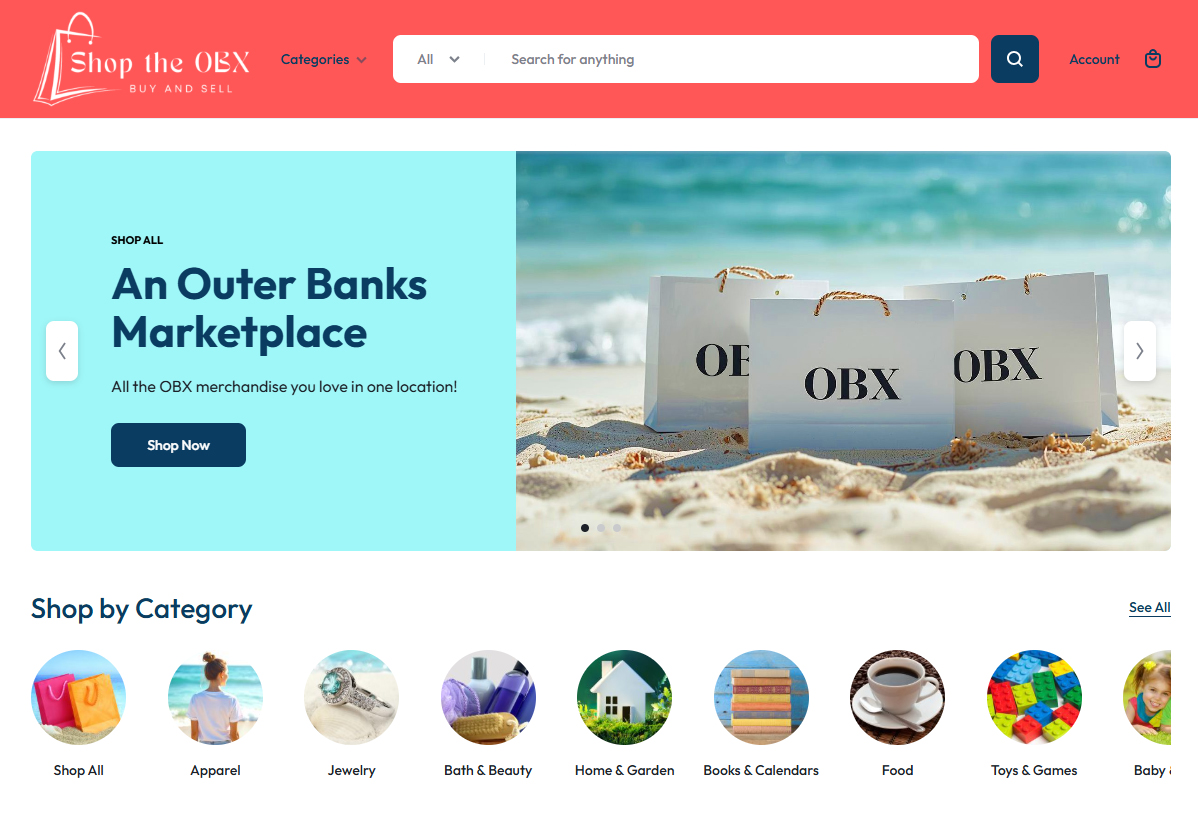 An image of the Shop The OBX homepage